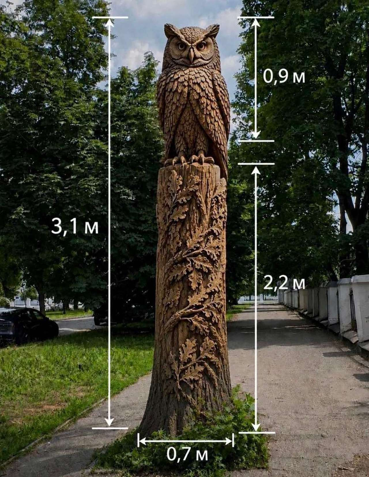 В Полтаве из засохшего дуба создадут трехметровую скульптуру совы - фото